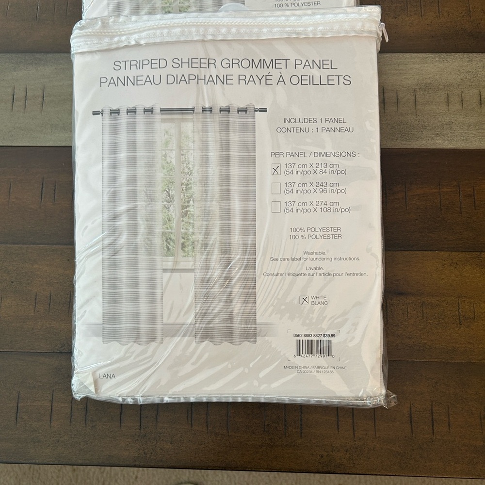 Distinctly Home Lana White Striped Sheer
NWT
Grey Grommet Panel Curtain 54Wx84L